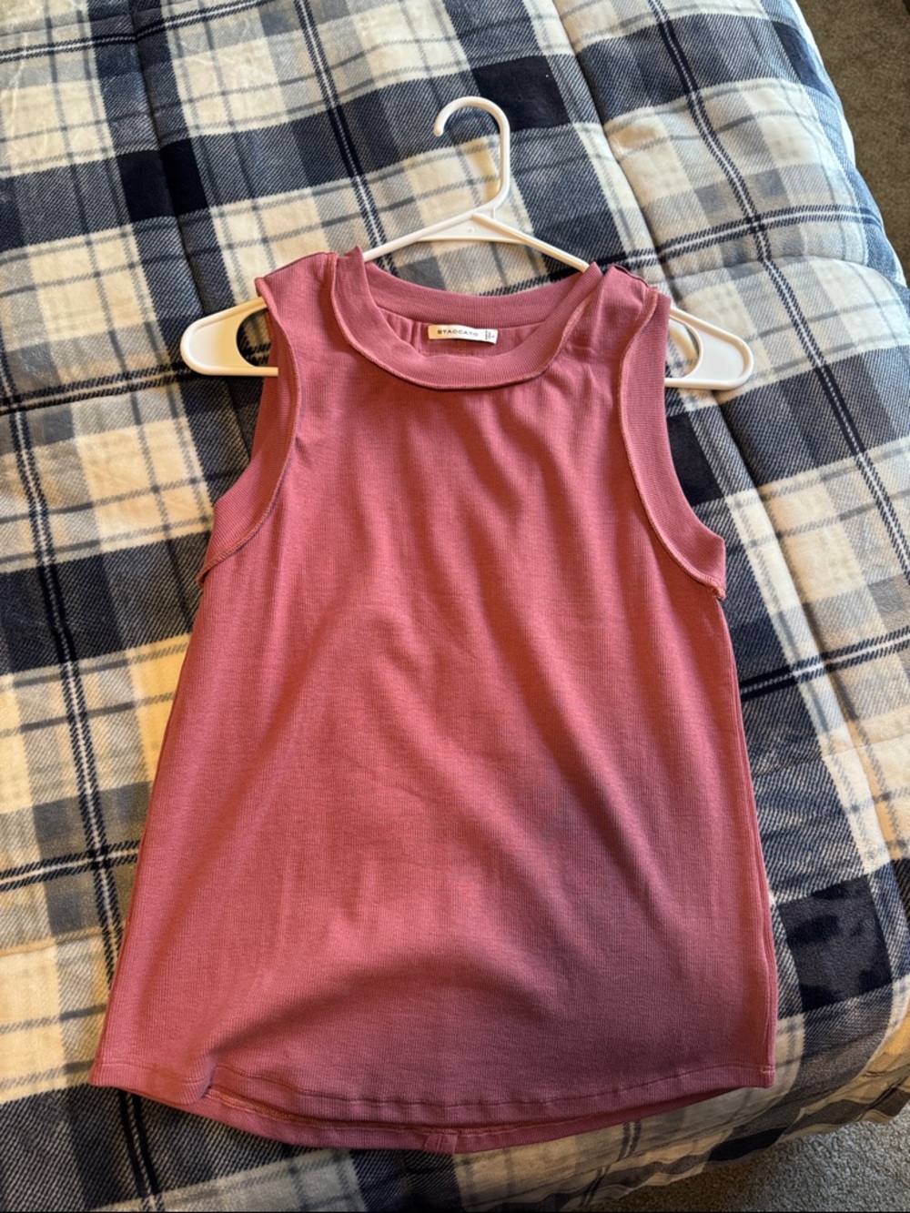 Staccato Rose Pink Ribbed Neck Tank